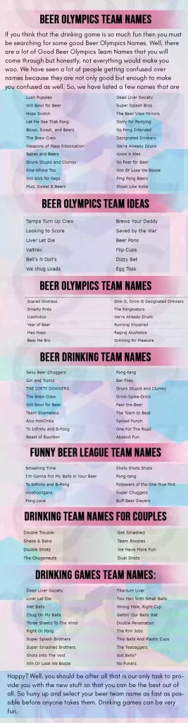 Beer Olympics Team Names