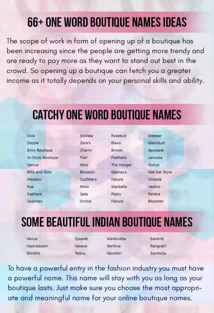 One Word Boutique Names Ideas