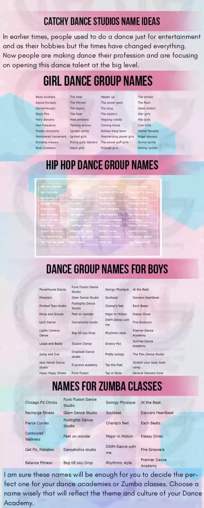Catchy Dance Studios Name Ideas Good Name
