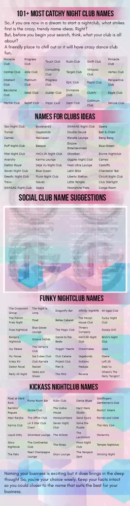 Most Catchy Night Club Names
