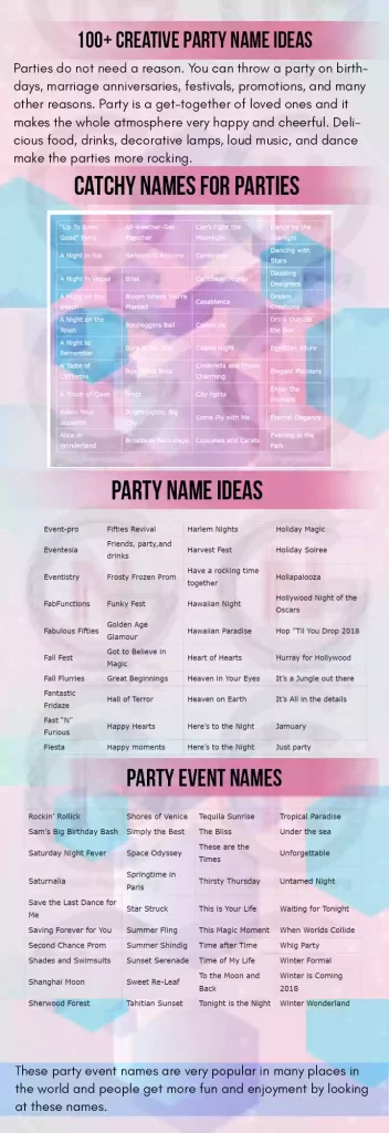 Creative Party Name Ideas