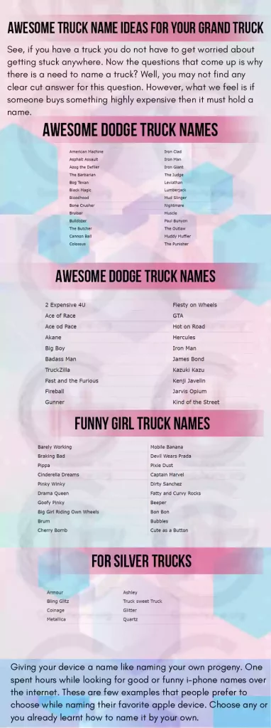 Awesome Truck Name Ideas for your Grand Truck