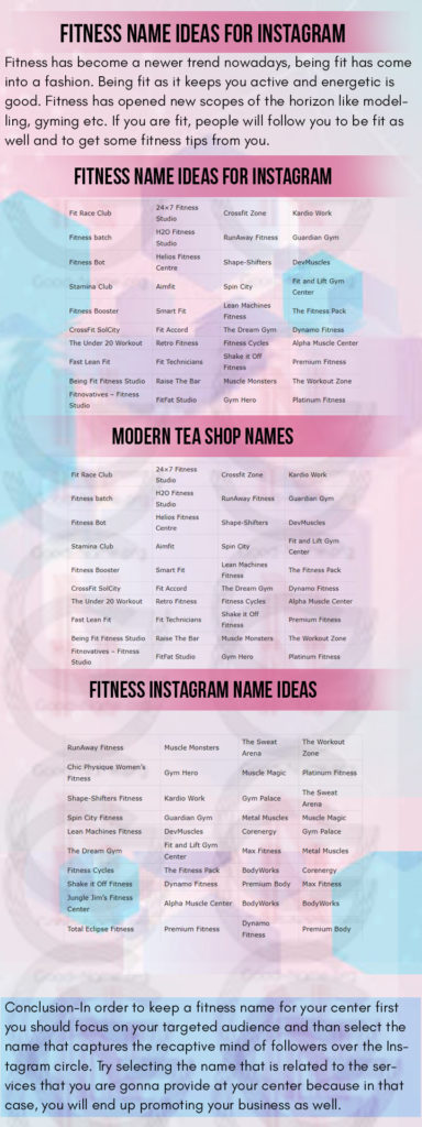 Fitness Name Ideas For Instagram