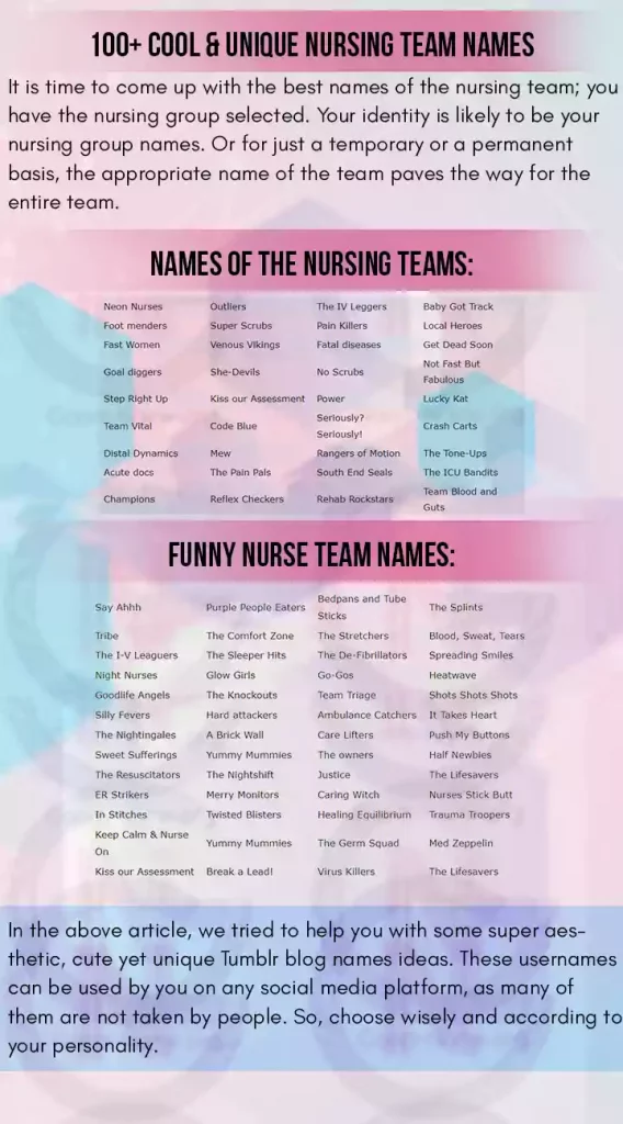 100+ Cool & Unique Nursing Team Names